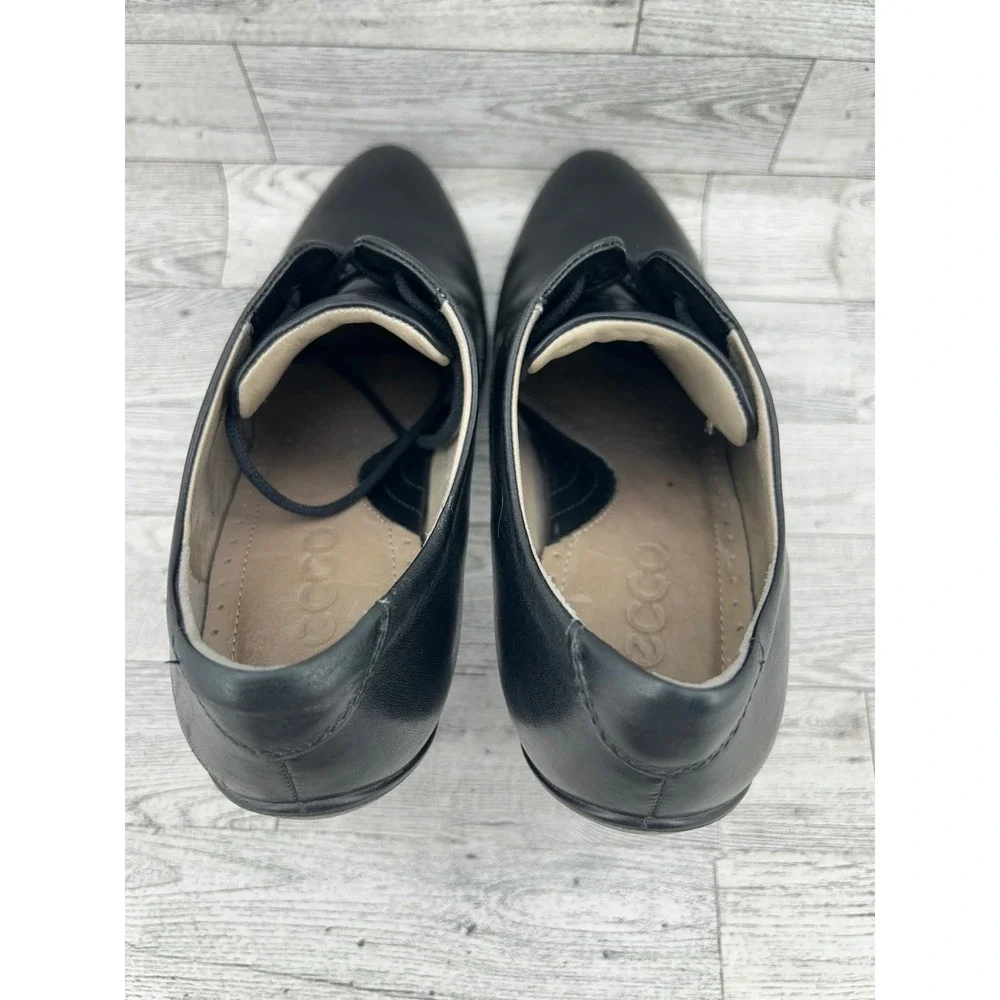 ECCO Black Leather Lace Up Block Heel Ankle Boots Women Size EU 39 US‎ 8.5